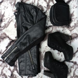 Express Leather Double Peplum Jacket